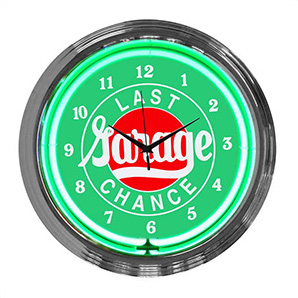 15-Inch Last Chance Garage Neon Clock