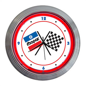 15-Inch Mopar Checkered Flag Neon Clock