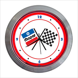 15-Inch Mopar Checkered Flag Neon Clock