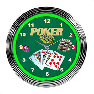 15-Inch Poker Neon Clock
