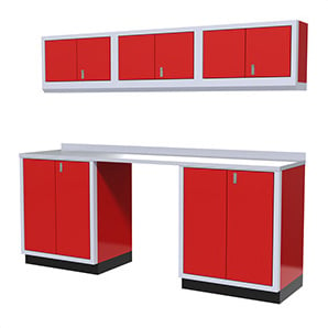 7-Piece Aluminum Garage Cabinet Set (Red)