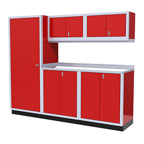 6-Piece Aluminum Garage Cabinet Set (Red)