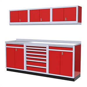 7-Piece Aluminum Garage Cabinets (Red)