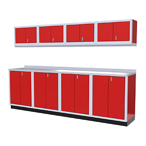 9-Piece Aluminum Garage Cabinet Set (Red)