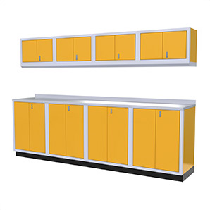 9-Piece Aluminum Garage Cabinet Set (Yellow)
