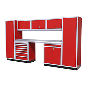 9-Piece Aluminum Garage Cabinetry (Red)