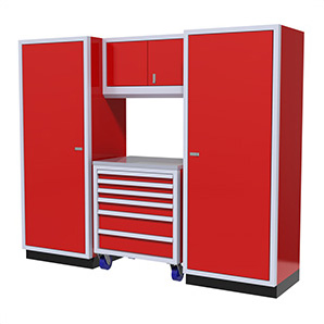 4-Piece Aluminum Garage Cabinet Set (Red)