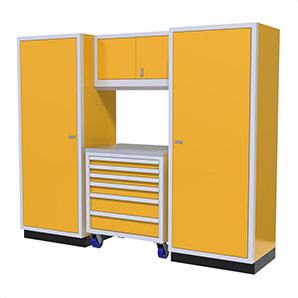 4-Piece Aluminum Garage Cabinet Set (Yellow)