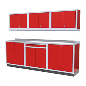 7-Piece Aluminum Garage Cabinets (Red)