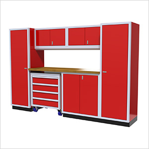 7-Piece Aluminum Garage Cabinet Set (Red)