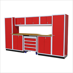 9-Piece Aluminum Garage Cabinetry (Red)