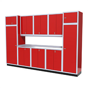 11-Piece Aluminum Garage Storage Set (Red)