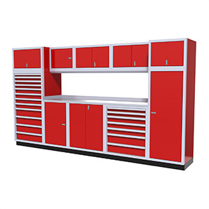 11-Piece Aluminum Garage Cabinet Set (Red)