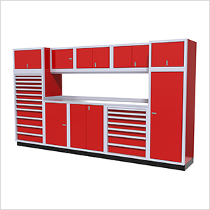 11-Piece Aluminum Garage Cabinet Set (Red)