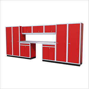 11-Piece Aluminum Garage Cabinet Set (Red)