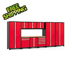 NewAge Garage Cabinets PRO Series Red 10-Piece Set with Bamboo Top