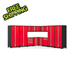 NewAge Garage Cabinets PRO Series Red 16-Piece Corner Set with Bamboo Tops