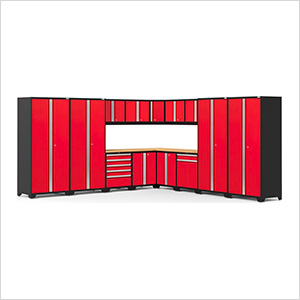 PRO Series Red 16-Piece Corner Set with Bamboo Tops