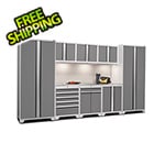 NewAge Garage Cabinets PRO Series Platinum 9-Piece Set with Stainless Steel Top