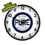 Collectable Sign and Clock Pure Oil Backlit Wall Clock