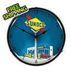 Collectable Sign and Clock Sunoco Gas Backlit Wall Clock