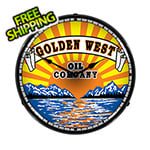Collectable Sign and Clock Golden West Oil Company Backlit Wall Clock