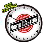 Collectable Sign and Clock North Western Railway Backlit Wall Clock