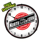 Collectable Sign and Clock North Western Railway Backlit Wall Clock