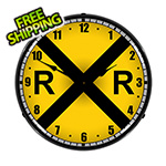 Collectable Sign and Clock Railroad Crossing Backlit Wall Clock