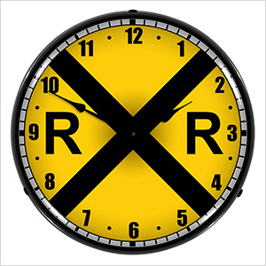 Railroad Crossing Backlit Wall Clock