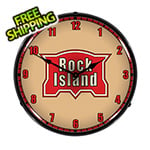 Collectable Sign and Clock Rock Island Railroad Backlit Wall Clock