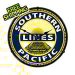 Collectable Sign and Clock Southern Pacific Lines Backlit Wall Clock