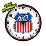 Collectable Sign and Clock Union Pacific Railroad Backlit Wall Clock