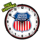 Collectable Sign and Clock Union Pacific Railroad Backlit Wall Clock