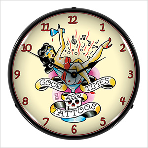 Good Times and Tattoos Backlit Wall Clock