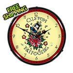 Collectable Sign and Clock Custom Tattooing Backlit Wall Clock