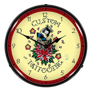 Custom Tattooing Backlit Wall Clock