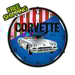 Collectable Sign and Clock 1958 Corvette Backlit Wall Clock