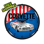 Collectable Sign and Clock 1958 Corvette Backlit Wall Clock