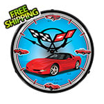 Collectable Sign and Clock Chevrolet Corvette C5 Backlit Wall Clock