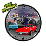 Collectable Sign and Clock 1968 Corvette Backlit Wall Clock