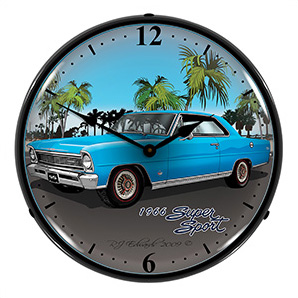 1966 Chevy Nova Backlit Wall Clock