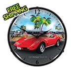 Collectable Sign and Clock 1973 Corvette Backlit Wall Clock