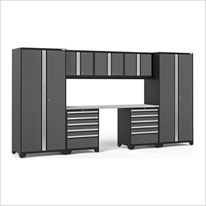 PRO Series Grey 8-Piece Set with Stainless Steel Top