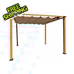 Paragon Outdoor 11 x 11 ft. Florence Soft Top Aluminum Pergola (Canadian Wood / Cocoa Canopy)