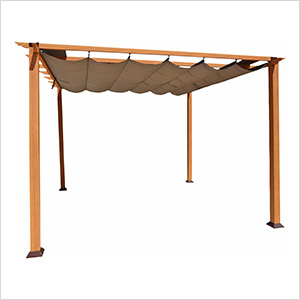 11 x 11 ft. Soft Top Aluminum Pergola (Canadian Wood / Cocoa Canopy)