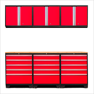 PRO 3.0 Red 7-Piece Garage Storage Set with Bamboo Top