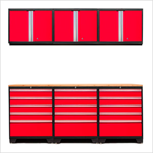 PRO Red 7-Piece Garage Storage Set with Bamboo Top