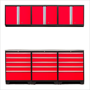 PRO Red 7-Piece Garage Storage Set with Stainless Steel Top