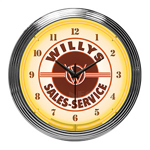 15-Inch Willys Sales Service Neon Clock